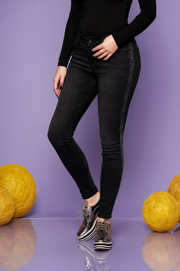 Fekete skinny farmer enyhén elasztikus pamut