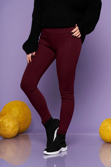 Burgundy középmagas derekú casual leggings rugalmas anyagból