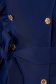 Ballonkabát kék galléros hosszú ujjakkal övvel ellátva zsebes fodros gomb kiegészítőkkel enyhén rugalmas szövetből egyenes 4 - StarShinerS.hu