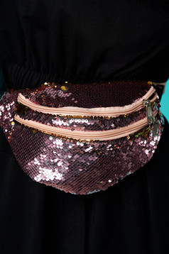 Pink táska flitteres díszítéssel cipzárral és hosszú, állítható pánttal