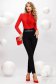 Piros elegáns szűk szabású rövid pamutból készült fodros női ing bross kiegészítővel magas gallérral 1 - StarShinerS.hu