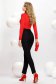 Piros elegáns szűk szabású rövid pamutból készült fodros női ing bross kiegészítővel magas gallérral 3 - StarShinerS.hu