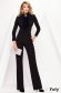 Fekete elegáns szűk szabású rövid pamutból készült fodros női ing bross kiegészítővel magas gallérral 2 - StarShinerS.hu