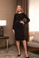 Fekete elegáns karcsusított szabású ruha strasszköves feliratokkal 3 - StarShinerS.hu