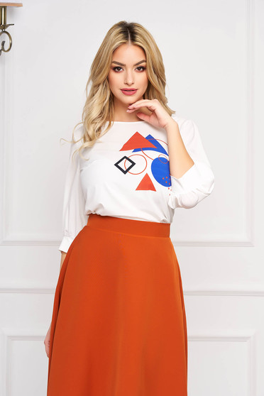 Elegáns bő ujjú bő szabású geometrikus mintákkal