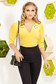 Sárga elegáns bő ujjú női ing bross kiegészítővel v-dekoltázzsal 1 - StarShinerS.hu