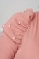 Púder rózsaszínű rövid pamutból készült szűk szabású magas nyakú női blúz bordázott pamut anyag 6 - StarShinerS.hu