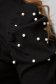 Fekete rövid pamutból készült szűk szabású magas nyakú női blúz bordázott pamut anyagból 5 - StarShinerS.hu