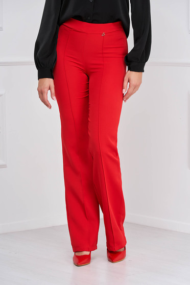 Magas derekú nadrágok, Piros StarShinerS hosszú bővülő elegáns nadrág rugalmas szövetből - StarShinerS.hu