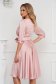 Világos rózsaszínű elegáns midi harang ruha szaténból, csatokkal ellátva 2 - StarShinerS.hu