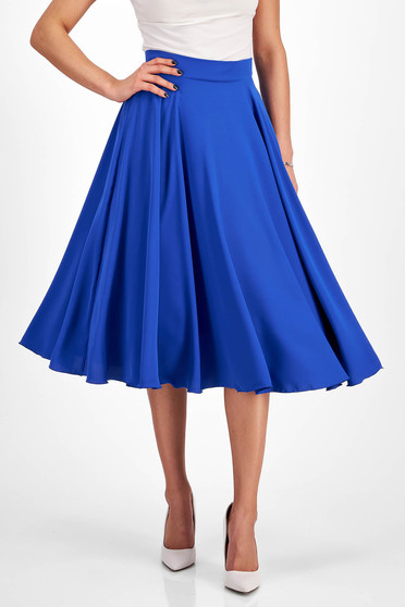 Női szoknyák ,  méret: XL, Kék StarShinerS magas derekú elegáns midi harang szoknya muszlinból - StarShinerS.hu