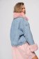 Pink casual dzseki farmerből bundabélessel ellátva szőrme gallér 2 - StarShinerS.hu