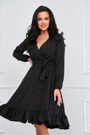 Nagy méretű ruhák fekete, méret: M, Fekete ruha enyhén rugalmas szövetből midi harang alakú gumirozott derékrésszel - StarShinerS - StarShinerS.hu