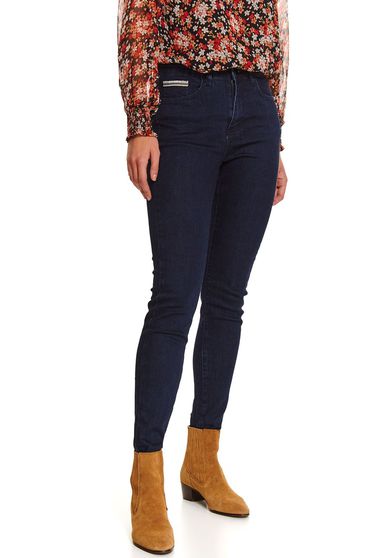 Női Farmerek , Kék nadrág casual skinny farmerből középmagas derekú - StarShinerS.hu