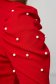 Piros rövid pamutból készült szűk szabású magas nyakú női blúz bordázott pamut anyag 5 - StarShinerS.hu