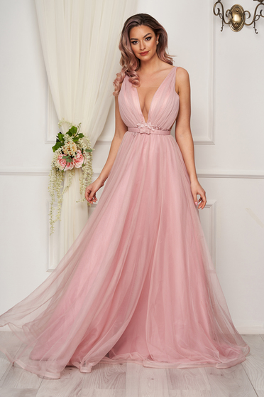 Násznagy ruhák, Világos rózsaszínű hátul fűzős harang ruha tüllből - StarShinerS.hu