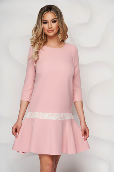 Púder rózsaszínű A-vonalú StarShinerS ruha