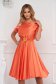 Narancssárga StarShinerS ruha aszimetrikus virágos hímzés alkalmi szatén anyagból 1 - StarShinerS.hu