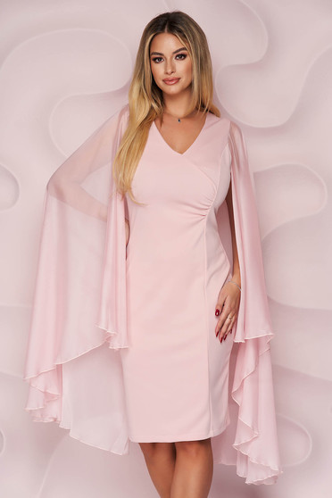 Alkalmi ruhák, szövetből, Pink vékony anyag rövid ceruza ruha muszlinból - StarShinerS.hu