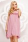 Alkalmi bő szabású rövid muszlin púder rózsaszínű ruha csipke díszítéssel 1 - StarShinerS.hu