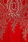 Piros alkalmi hosszú harang ruha tüllből elől hímzett strassz köves díszítés 4 - StarShinerS.hu