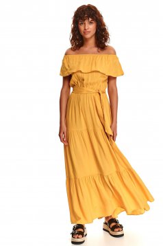 Sárga hosszú bő szabású fodros ruha
