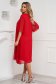 Elegáns ruha muszlin piros bő szabású midi strasszos kiegészítővel 3 - StarShinerS.hu