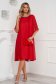 Elegáns ruha muszlin piros bő szabású midi strasszos kiegészítővel 2 - StarShinerS.hu