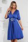 Kék elegáns midi harang ruha szaténbó, csatokkal ellátva 3 - StarShinerS.hu