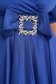 Kék elegáns midi harang ruha szaténbó, csatokkal ellátva 4 - StarShinerS.hu