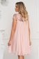 Alkalmi bő szabású rövid muszlin világos rózsaszínű ruha csipke díszítéssel 2 - StarShinerS.hu