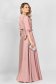 Hosszú világos rózsaszínű alkalmi muszlin ruha harang alakú gumirozott derékrésszel kivágott ujjrész 2 - StarShinerS.hu