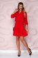 Piros rövid harang alakú ruha gumirozott derékrésszel muszlinból 3 - StarShinerS.hu