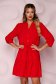 Piros rövid harang alakú ruha gumirozott derékrésszel muszlinból 1 - StarShinerS.hu