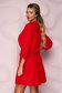 Piros rövid harang alakú ruha gumirozott derékrésszel muszlinból 2 - StarShinerS.hu