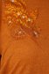 Irodai bő szabású narancssárga női blúz virágos hímzéssel kötött vékony rugalmas anyagból 4 - StarShinerS.hu