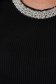 Rövid fekete casual kötött női blúz gyöngy díszítéssel rugalmas anyagból 4 - StarShinerS.hu