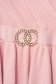 Világos rózsaszínű casual fodros hosszú ujjú női blúz kötött vékony anyagból, bross kiegészítővel 4 - StarShinerS.hu