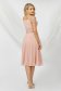 Alkalmi midi világos rózsaszínű ruha vékony muszlinból flitteres díszítéssel 3 - StarShinerS.hu