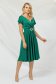Zöld harang midi ruha szaténból hátul megköthető öv 1 - StarShinerS.hu
