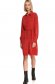 Bő szabású piros ruha hosszú ujjakkal finom tapintásu bársonyból eltávolítható övvel 2 - StarShinerS.hu