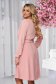 Púder rózsaszínű elegáns StarShinerS ruha harang alakú gumirozott derékrésszel 3d virágos díszítéssel 2 - StarShinerS.hu