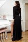 Fekete hosszú hosszú muszlin harang ruha mély dekoltázzsal 2 - StarShinerS.hu