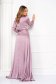 Púder rózsaszínű hosszú muszlin harang ruha mély dekoltázzsal 4 - StarShinerS.hu