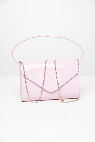 Öko bőr táskák, Világos rózsaszínű alkalmi boríték táska lakkozott műbőrből - StarShinerS.hu
