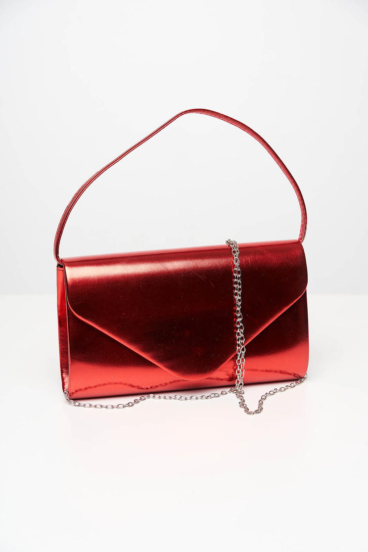 Öko bőr táskák, Piros alkalmi fémes színű boríték táska műbőrből - StarShinerS.hu