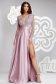Világos rózsaszínű hosszú alkalmi harang ruha csipkés taft anyagból 1 - StarShinerS.hu