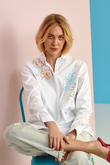 Pamutingek, Női ing fehér pamutból készült bő szabású - StarShinerS.hu