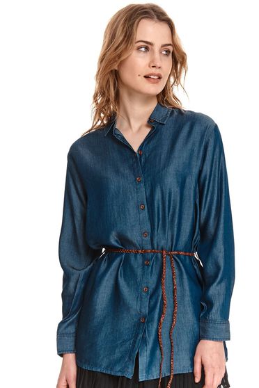 Női ingek, Női ing kék bő szabású farmerből hosszú ujjakkal - StarShinerS.hu