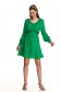 Zöld rövid harang alakú ruha gumirozott derékrésszel vékony anyagból 2 - StarShinerS.hu